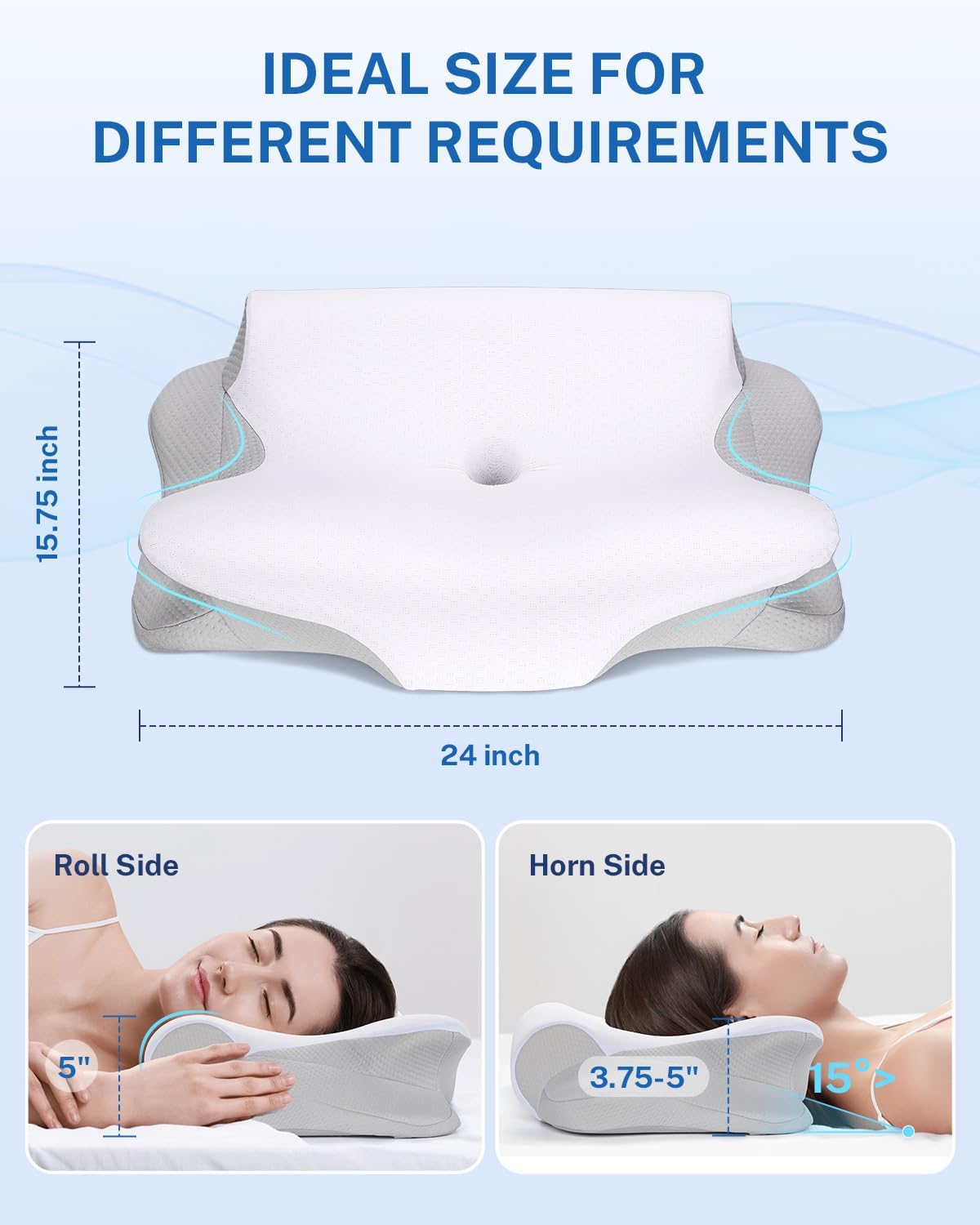 Cervical Neck Pillow for Pain Relief, Butterfly Shape, 24x15 Inch