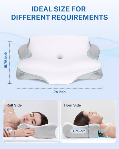 Cervical Neck Pillow for Pain Relief, Butterfly Shape, 24x15 Inch