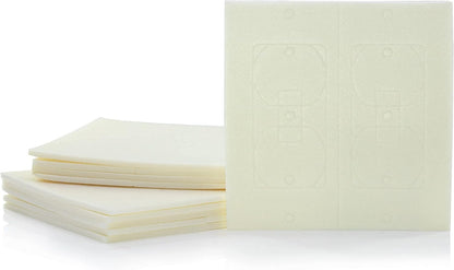 Double Gang Wall Plate Insulation Gasket 10 Pack, Non-Adhesive — 2-Gang Outlet Sealer & Foam Draft Stopper for Double Switches, Decora, GFCI — Weatherproof Polyethylene, Energy Saving