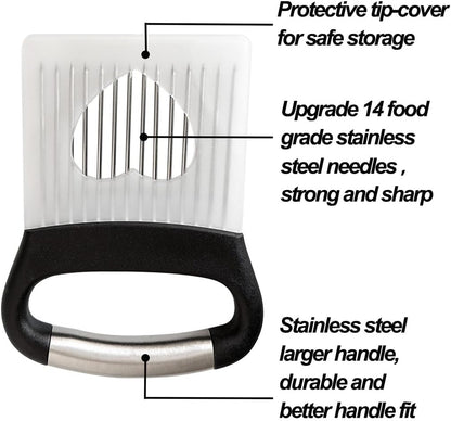 Large Onion Holder for Slicing with Protective Cover | 14 PCS Stainless Steel Prongs, Ergonomic Widened Large Handle, Food Slicing Guide, For Potato, Tomato, Vegetable, Fruit, Meat