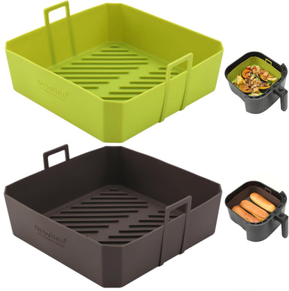 Air Fryer Silicone Liners 4QT For Ninja AF101, 2 Pack BPA Free Platinum Air Fryer Basket Liners with Handle, Round Reusable Liner Ninja Fryer Accessories, Upgrade