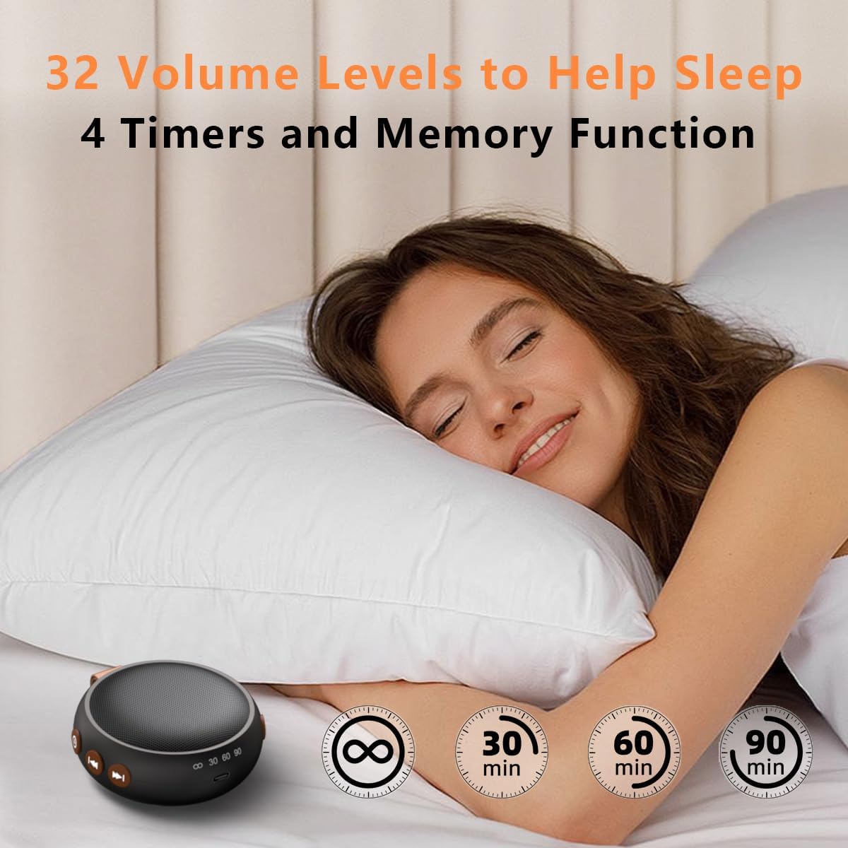Portable Sound Machine Baby White Noise Machine Travel Noise Machine with 30 Soothing Sounds for Newborn Kids Adults Battery Sleep Brown Noise Masker 4 Timers Memory Function for Travel Home Office
