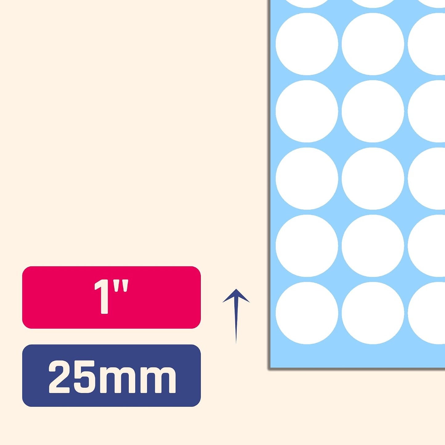 600 Pack, 1" Round Colored Dot Stickers Labels - 6 Colors