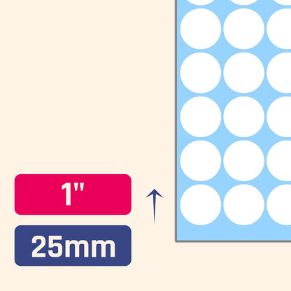 1" Round Colored Dot Stickers Labels - 6 Colors