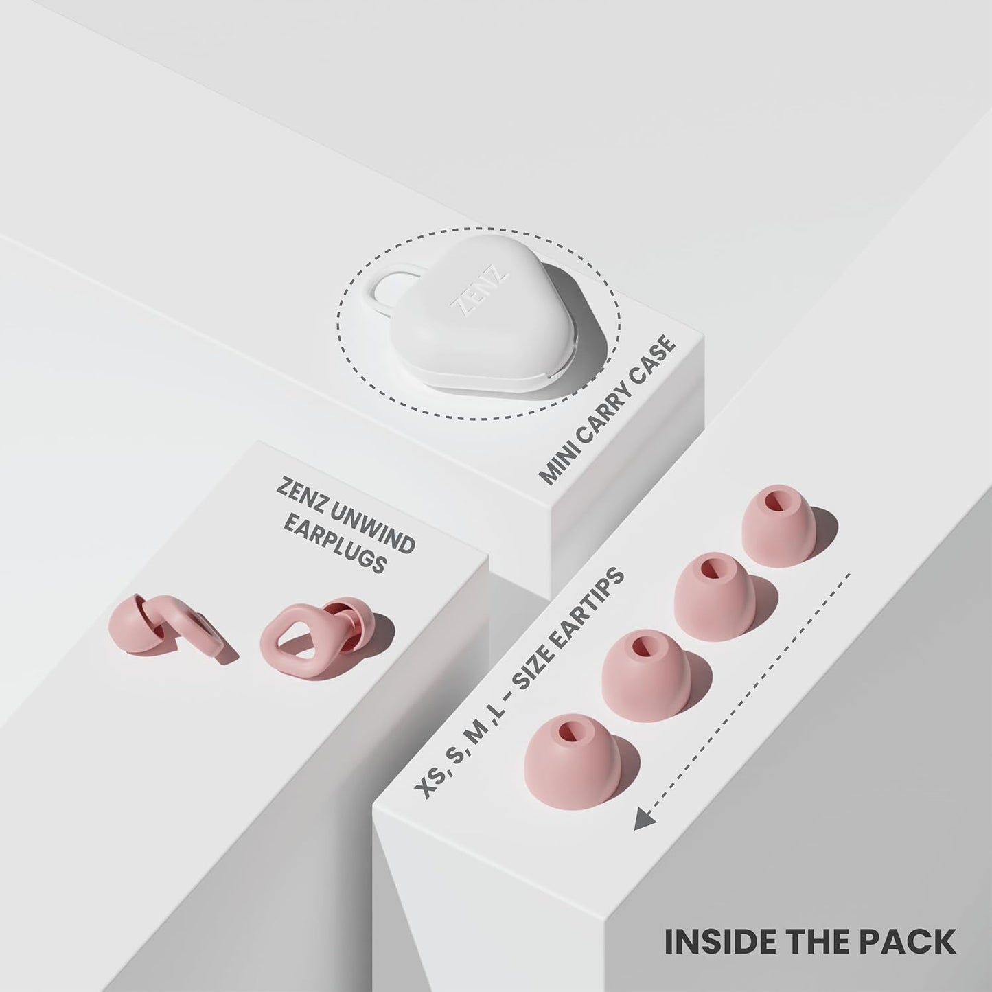 Zenz Unwind Ear Plugs for Sleeping Noise Reduction - Comfy Reusable Soft Silicone Earplugs for Focus, Study, Work - 8 Pair Eartips in XS/S/M/L - 27dB Hearing Protection with Storage Case - Onyx Black