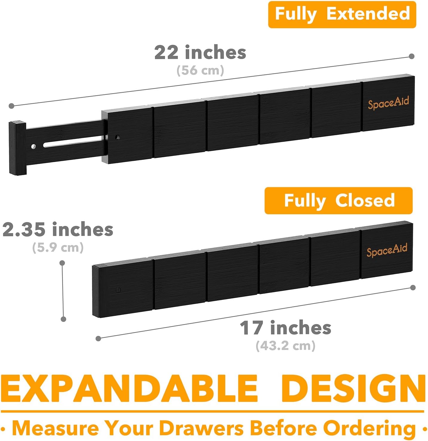 SpaceAid Bamboo Drawer Dividers with Inserts and Labels, Kitchen Adjustable Drawer Organizers, Expandable Organization for Home, Office, Dressers, 4 Dividers with 9 Inserts (17"-22" Natural)