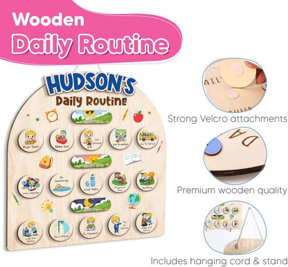 Wooden Chore Chart for Kids, Wooden Daily Routine Chart for Kids, Visual Schedule for Kids, Chore Reward Chart, Bedtime Morning Routine Chart for Toddlers