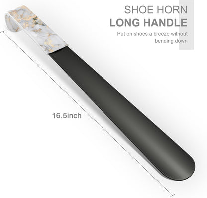 16.5 Inch Long Handle Shoe Horn for Seniors Men Women Kids, Metal Shoe Horns for Boots