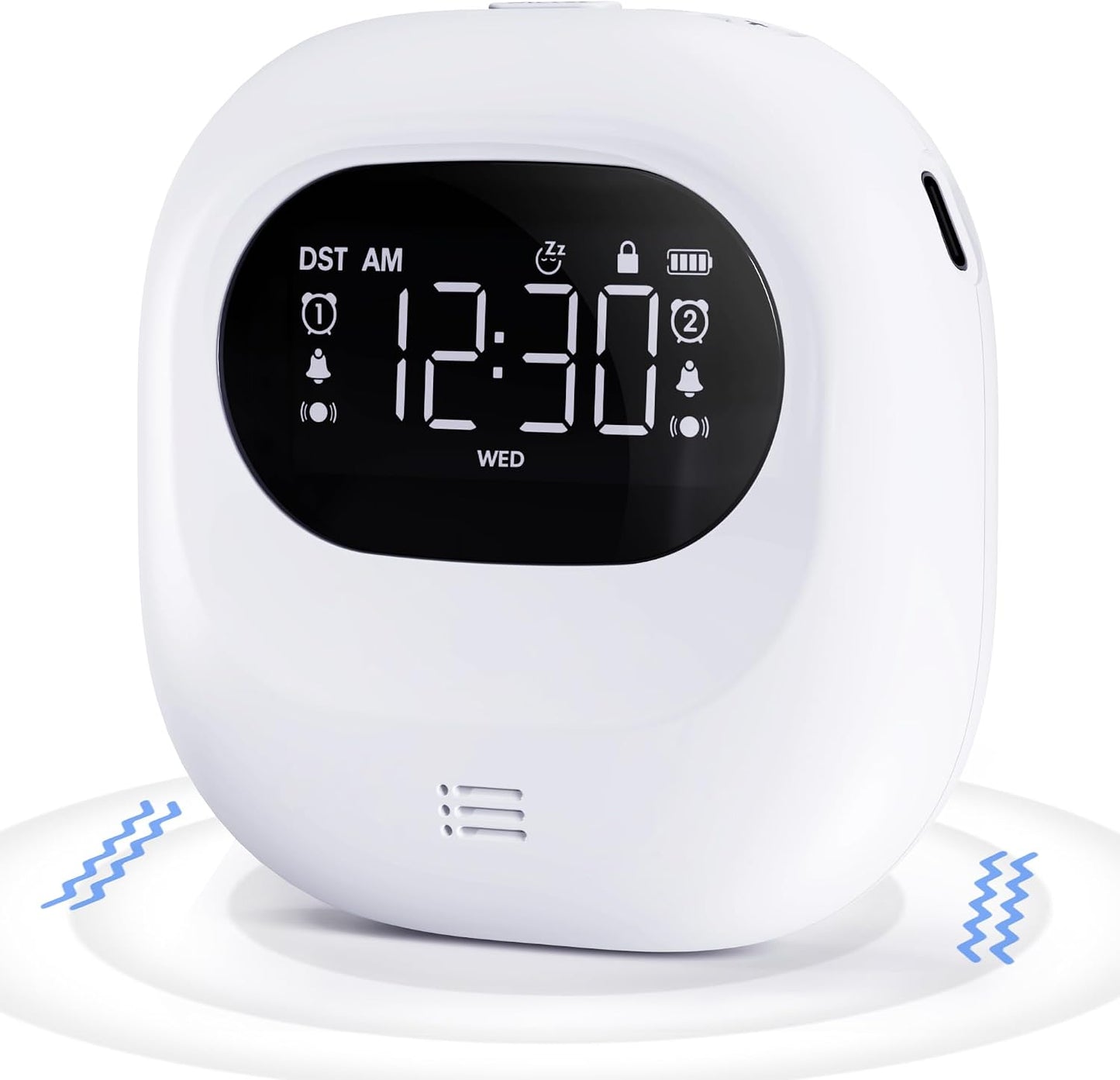 Vibrating Alarm Clock for Heavy Sleepers, Cordless Bed Shaker Clock Under Pillow for Teens, Deaf People, Adults, 3 Wake Modes, Rechargeable Battery Powered Travel Clock, Dual Alarm Clocks for Bedrooms