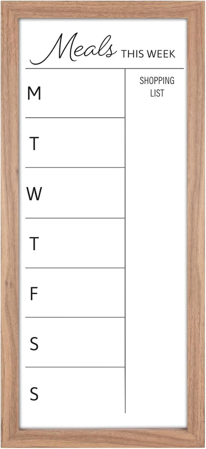 MCS Dry Erase Weekly Meal Planner Black Framed Calander Whiteboard, 11x24 | Dry Erase Weekly Meal Planner Black Framed Calander Whiteboard Frame, 11x24 Inch