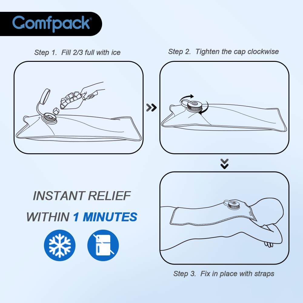 XL Ice Pack for Injuries Reusable, 21.7 x 13 Flexible Hot Cold Pack with 3 Straps for Maximum Back and Full Body, Adjustable Cold Pack Wrap for Swelling, Bruises, Muscle Pain, Inflammation