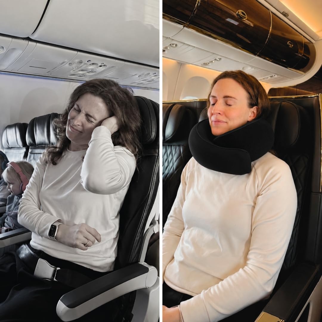 FlyHugz® Neck Travel Pillow Memory Foam Neck Pillow, Gray
