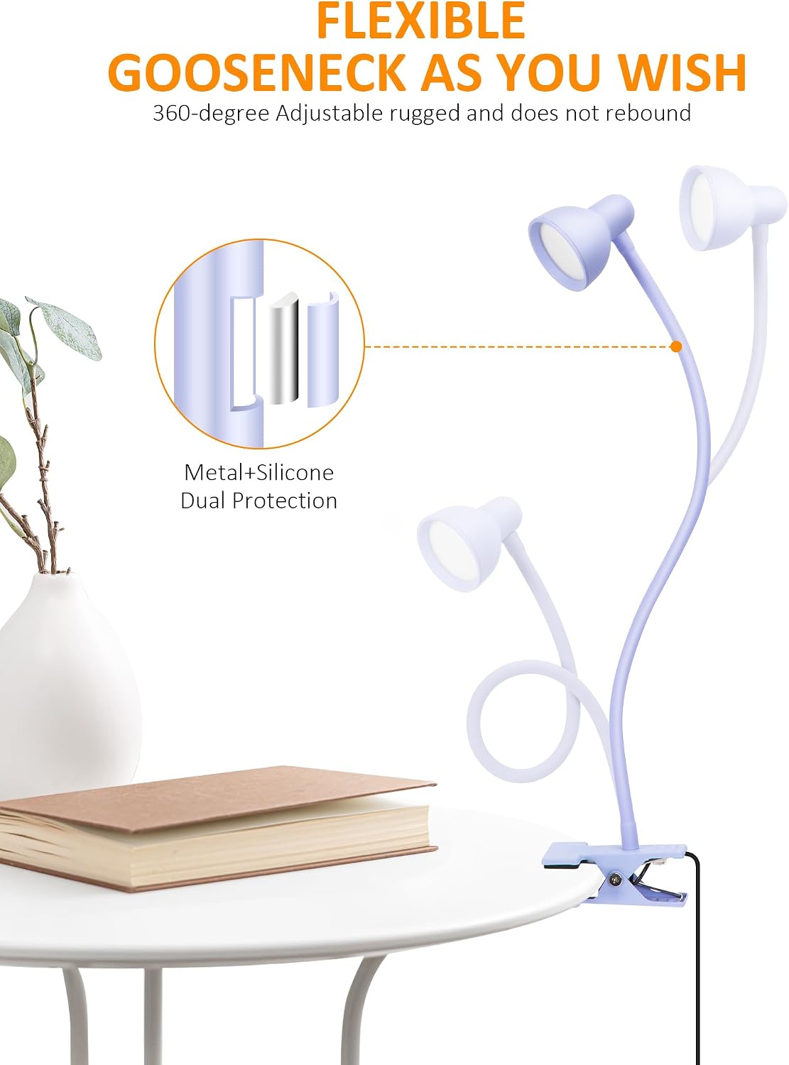 Clip on Reading Light for Bed 3 Color Modes Teal