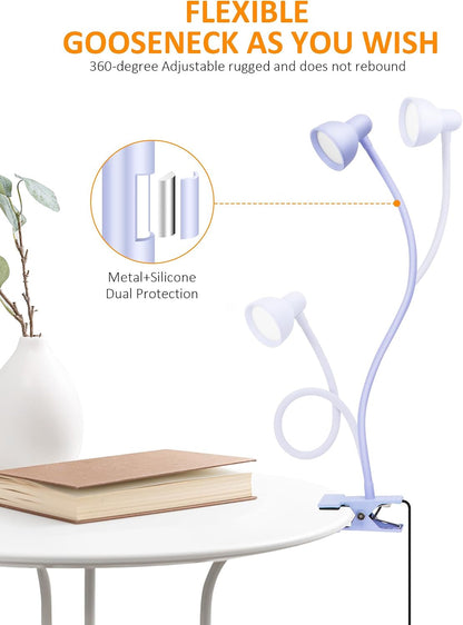 Clip on Reading Light for Bed 3 Color Modes Teal