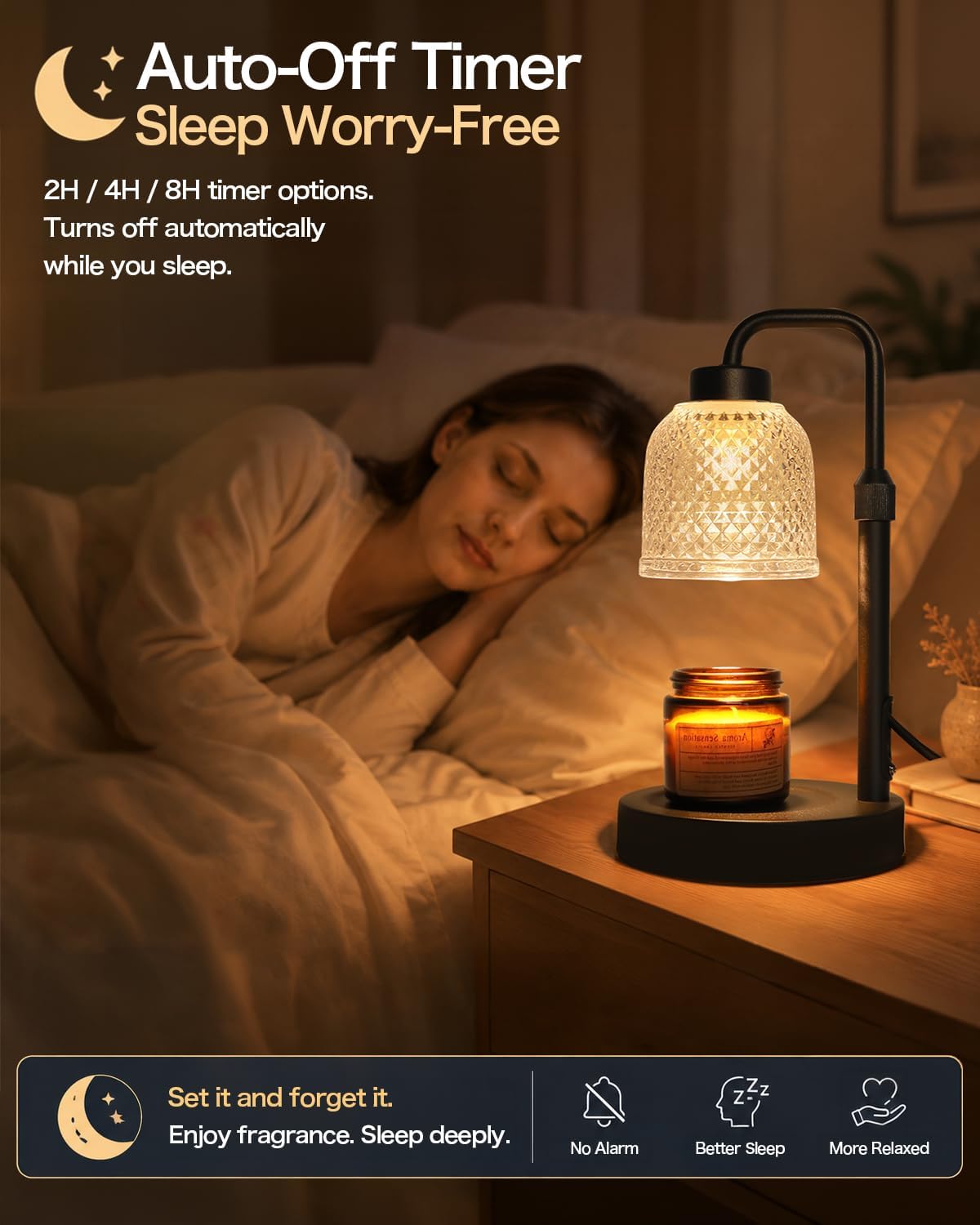 AIFEI Candle Warmer Lamp with Timer, 2/4/8H Auto-Off Candle Lamp, Black