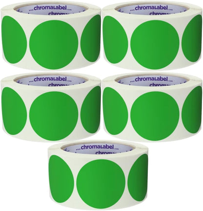 Fluorescent Green Dot Stickers, 2 Inch, 500/Roll | Writable Matte Paper Circle Stickers for Inventory, Classrooms, Offices, Retail, and Color Coding. Made in USA
