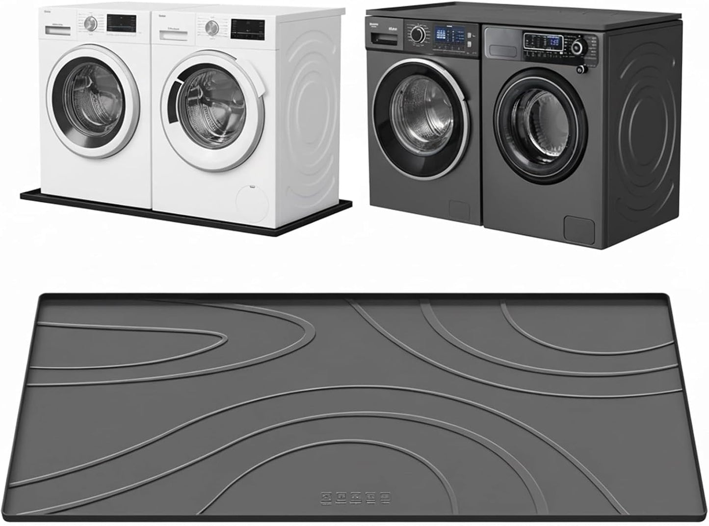 Washing Machine Drain Pan Silicone mat – 30x33 Inch Non-Slip Waterproof Washer Drip Tray, Anti-Vibration Soft Mat for Under Dryer or Washer, Floor Leak Protector for Laundry Room