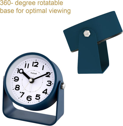 Tinload Analog Alarm Clock for Bedroom, Silent Non-Ticking Quartz Movement, Battery Operated with Snooze & On-Demand Light, Bedside Desk Table Clock, Ideal for Home, Office (Green)