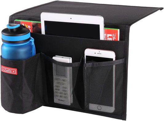 Zafit 5 Pockets Bedside Caddy, Bedside Storage Organizer for Water Bottles, Magazines, Phone, Glasses (5 Pockets-Grey)