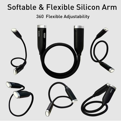 Neck Reading Light, 3 Color & Brightness Adjustable Book Light for Reading in Bed, Hands-Free, Lightweight, USB C Rechargeable, Eye-Caring, Perfect for Crafts, Camping, Kids & Adults (white)