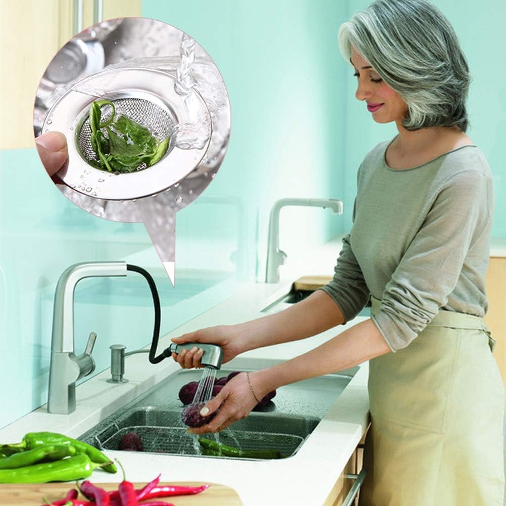 2 pcs Heavy Duty Stainless Steel Slop Basket Filter Trap, 2.75" Top / 1" Mesh Metal Sink Strainer,Perfect for Kitchen Sink/Bathroom Bathtub RV Wash Basin Floor Drain Balcony Drain Hole