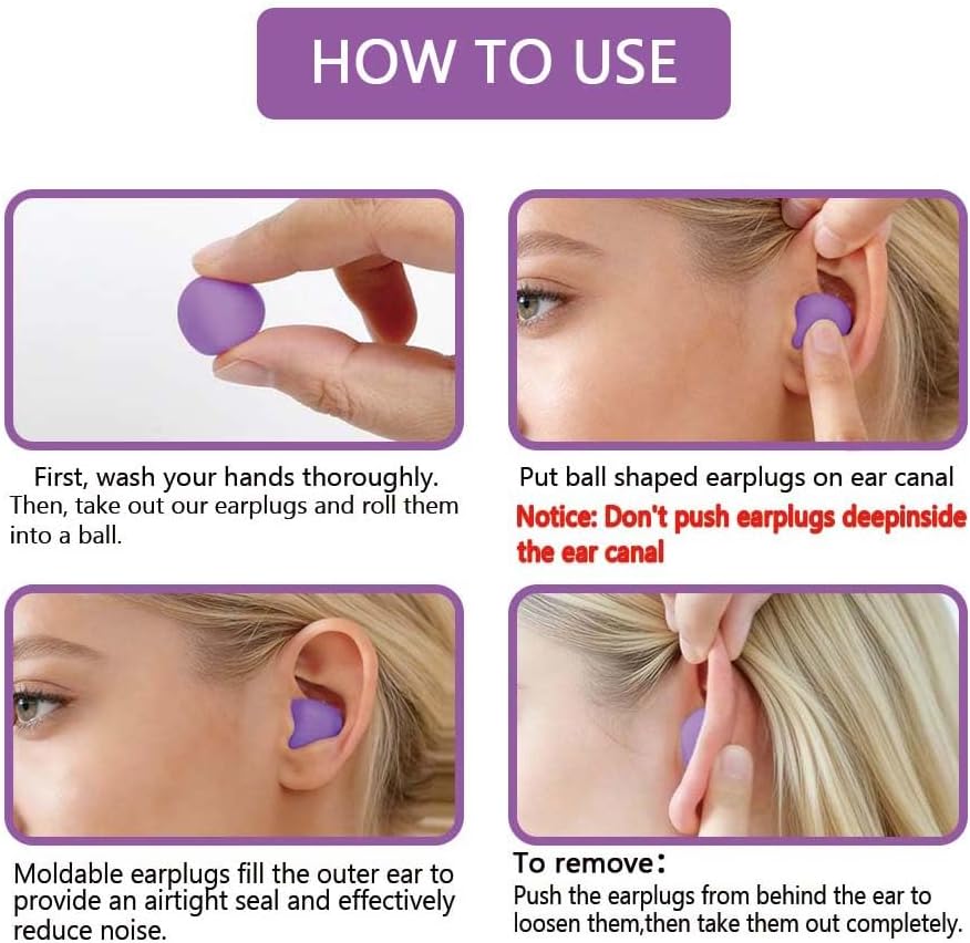LYSIAN Moldable Silicone Ear Plugs for Sleep and Swim, 5 Pairs, Blue
