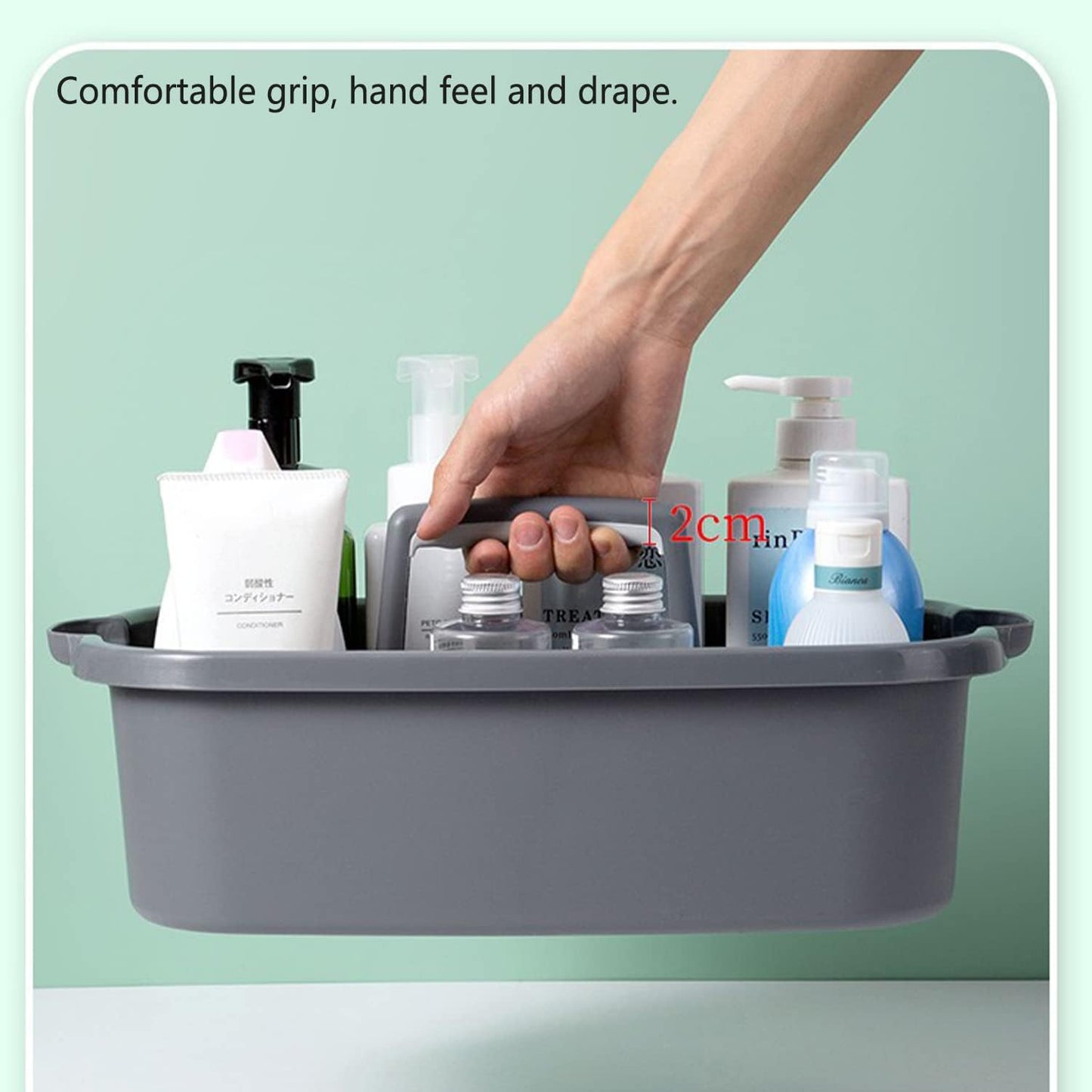Haundry Large Cleaning Caddy with Handle, Cleaning Tool Storage Basket Organizer, Sturdy Pail Bucket Organizer, Household Bucket for Cleaning Supplies - Clear
