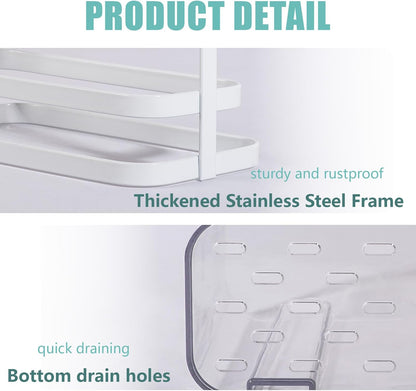 Toothbrush Holders with Drain Tray, Hanging Toothbrush and Toothpaste Holder Organizer Bathroom Caddy Countertop for Toothpaste, Razors, Electric Toothbrush - Clear | Detachable, Easy to Clean, Bathroom Organizer for Electric Toothbrush, Razors