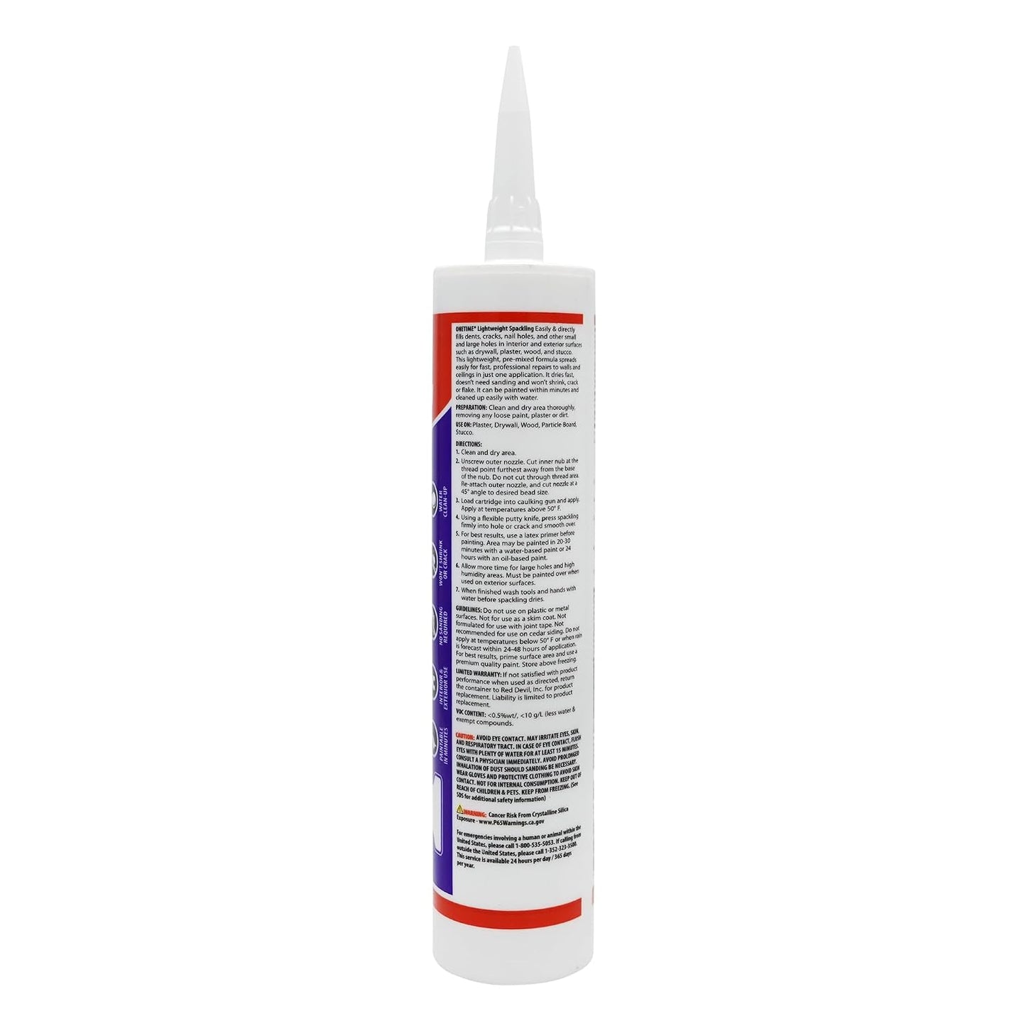 Red Devil 0542 ONETIME Lightweight Spackle Wall Repair, Spackling for Holes Drywall, 1/2 Pint, White, 8 Ounce, Made in USA