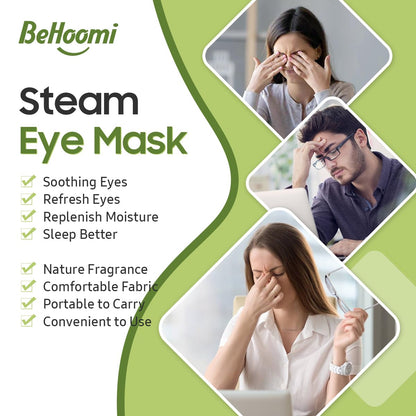 BeHoomi 20 Packs Steam Eye Mask, Heated Eye Mask Warm Compress for Eyes, Disposable Self Heating Steam Mask for Home, Sleep, Spa, Travel Essentials & Relaxation Gifts for Women (Unscented)