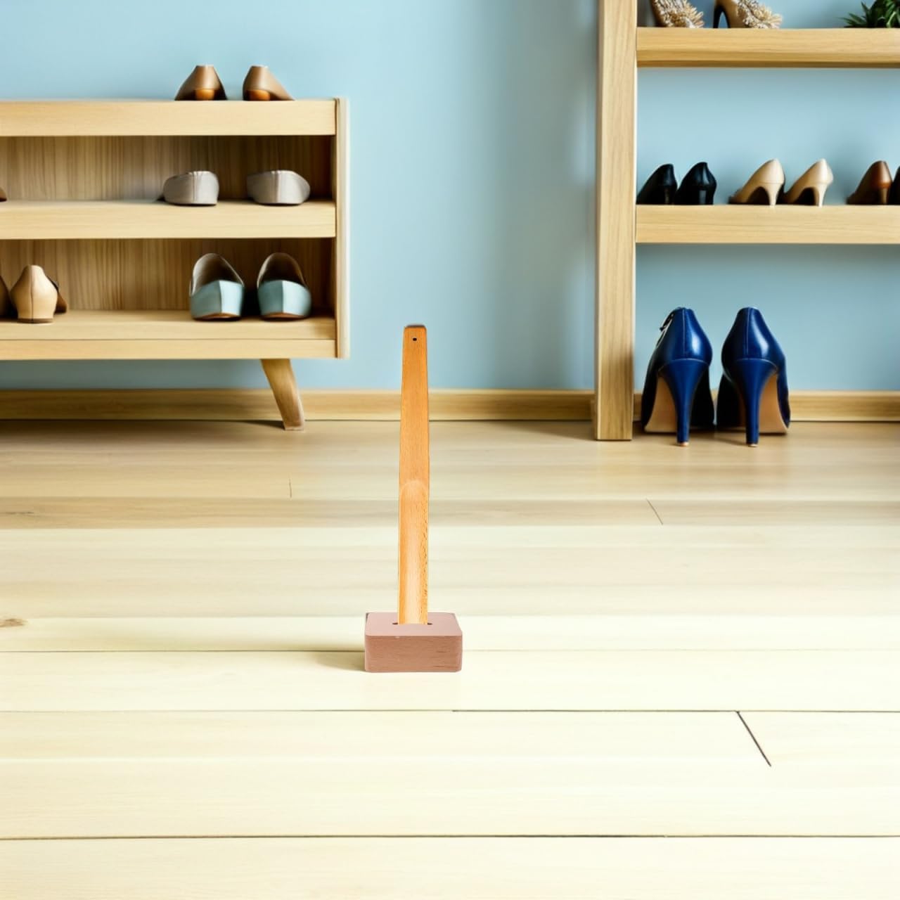 GALPADA Wooden Shoe Horn Storage Base Shoe Horn Stand Organizer Closet Holder Countertop Holder Entryway Hallway Home Decor 3.54X3.54X1.37in