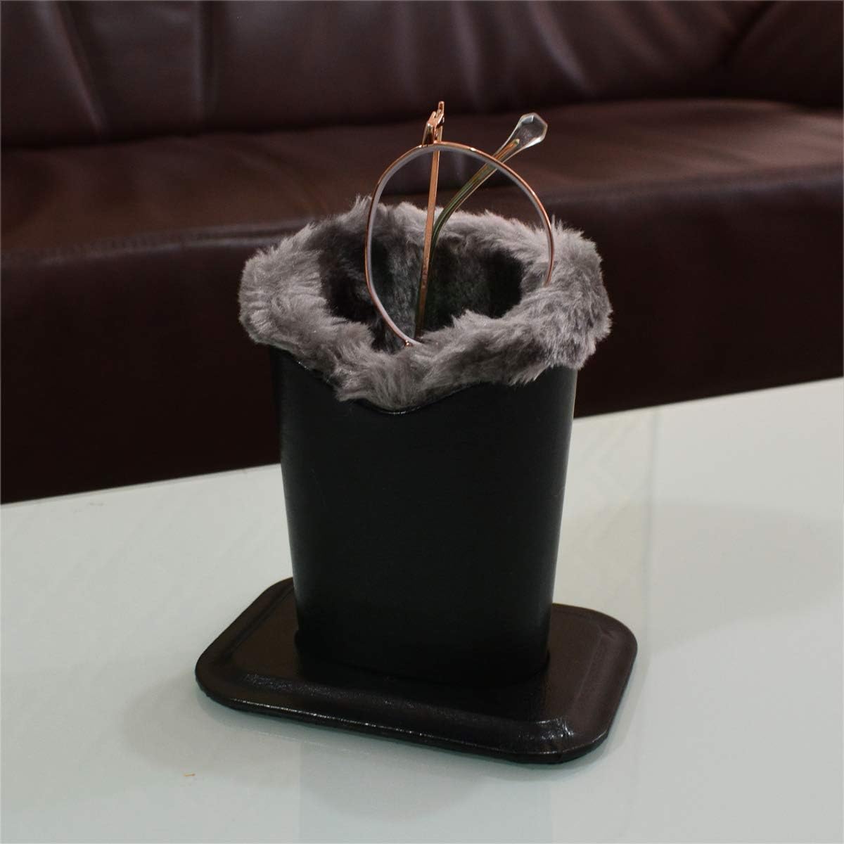 Baitaihem Pack of 2 Plush Lined Eyeglasses Holder Stand Protective Glasses Case For Desks Or Nightstands