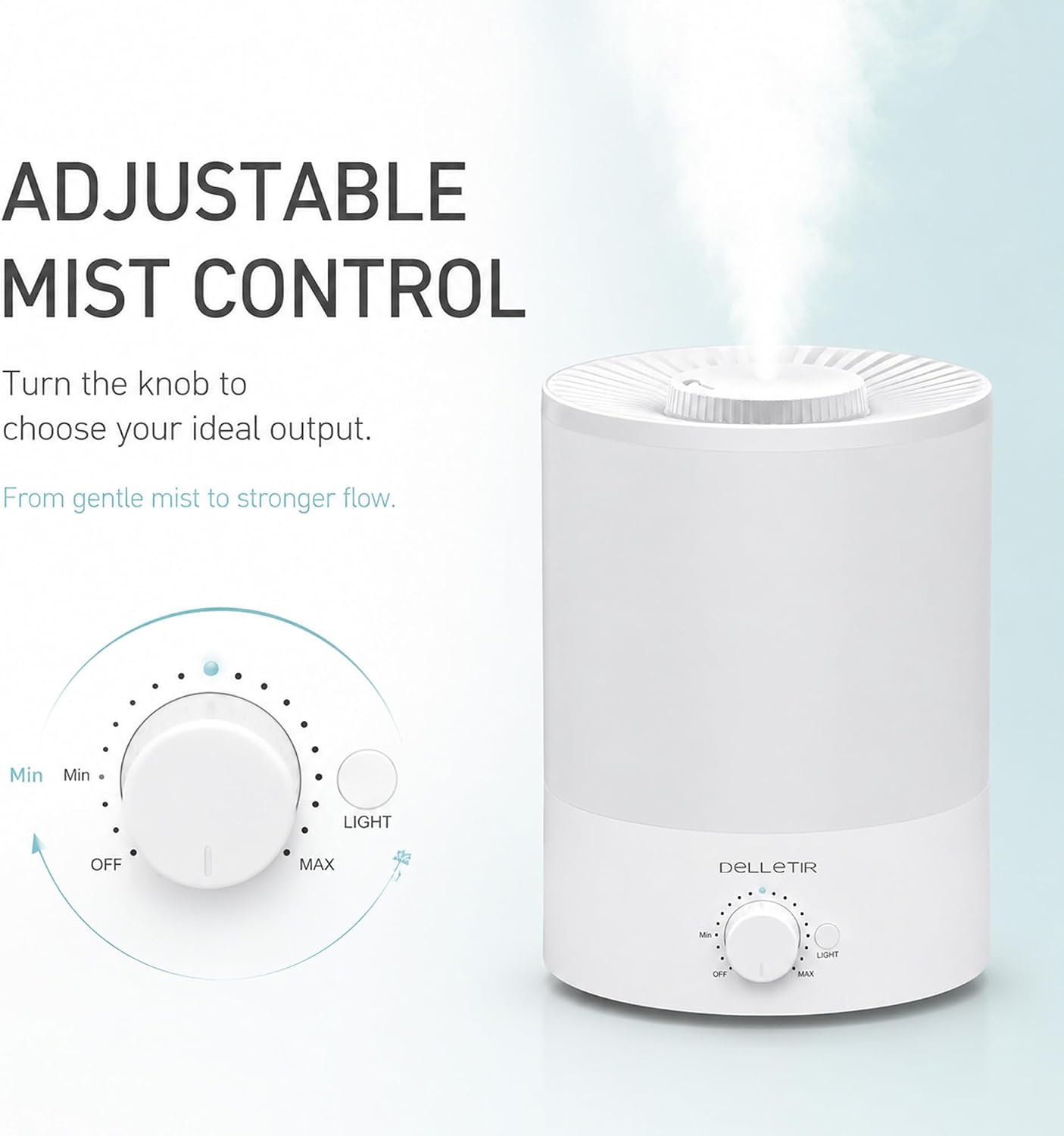 3.5L Ultrasonic Cool Mist Humidifier, Quiet Top Fill Humidifier with Auto Shut-Off, Adjustable Mist Output for Bedroom, Baby Room, Plants, and Large Rooms