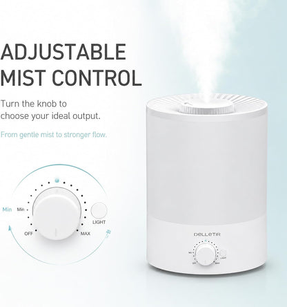 3.5L Ultrasonic Cool Mist Humidifier, Quiet Top Fill Humidifier with Auto Shut-Off, Adjustable Mist Output for Bedroom, Baby Room, Plants, and Large Rooms
