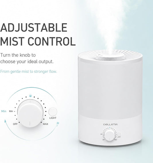 3.5L Ultrasonic Cool Mist Humidifier, Quiet Top Fill Humidifier with Auto Shut-Off, Adjustable Mist Output for Bedroom, Baby Room, Plants, and Large Rooms