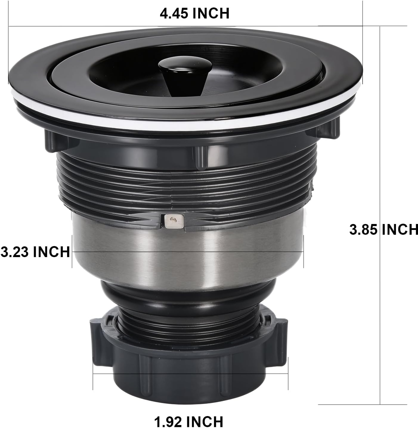 3-1/2 Inch Sink Drain Assembly Kit, Removable Deep Sink Strainer Basket with Sink Stopper/Sealing Lid for Home, Kitchen, Stainless Steel