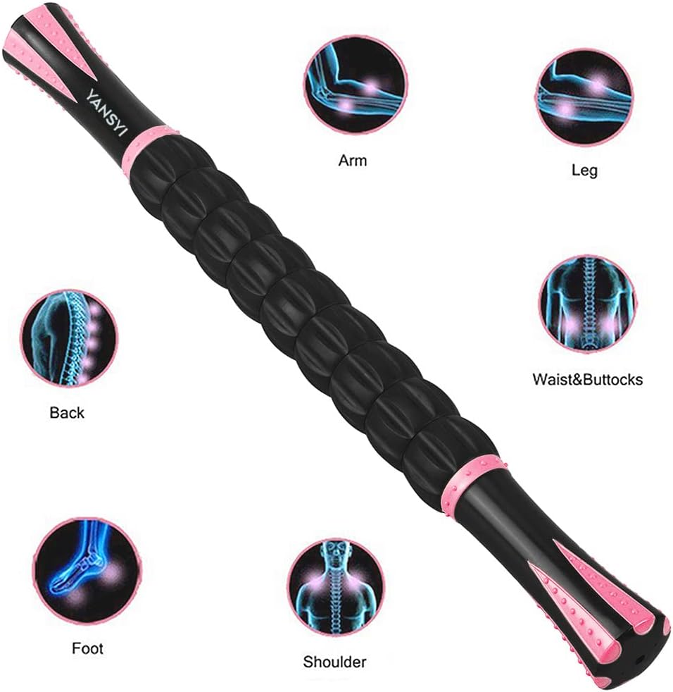YANSYI Professional 9-Roller Deep Tissue Massage Stick - Portable Muscle Recovery Roller for Athletes, Relieves Post-Workout Soreness & Leg/Back Pain - Portable Physio Tool (Blue 1)