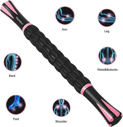 YANSYI Professional 9-Roller Deep Tissue Massage Stick - Portable Muscle Recovery Roller for Athletes, Relieves Post-Workout Soreness & Leg/Back Pain - Portable Physio Tool (Blue 1)