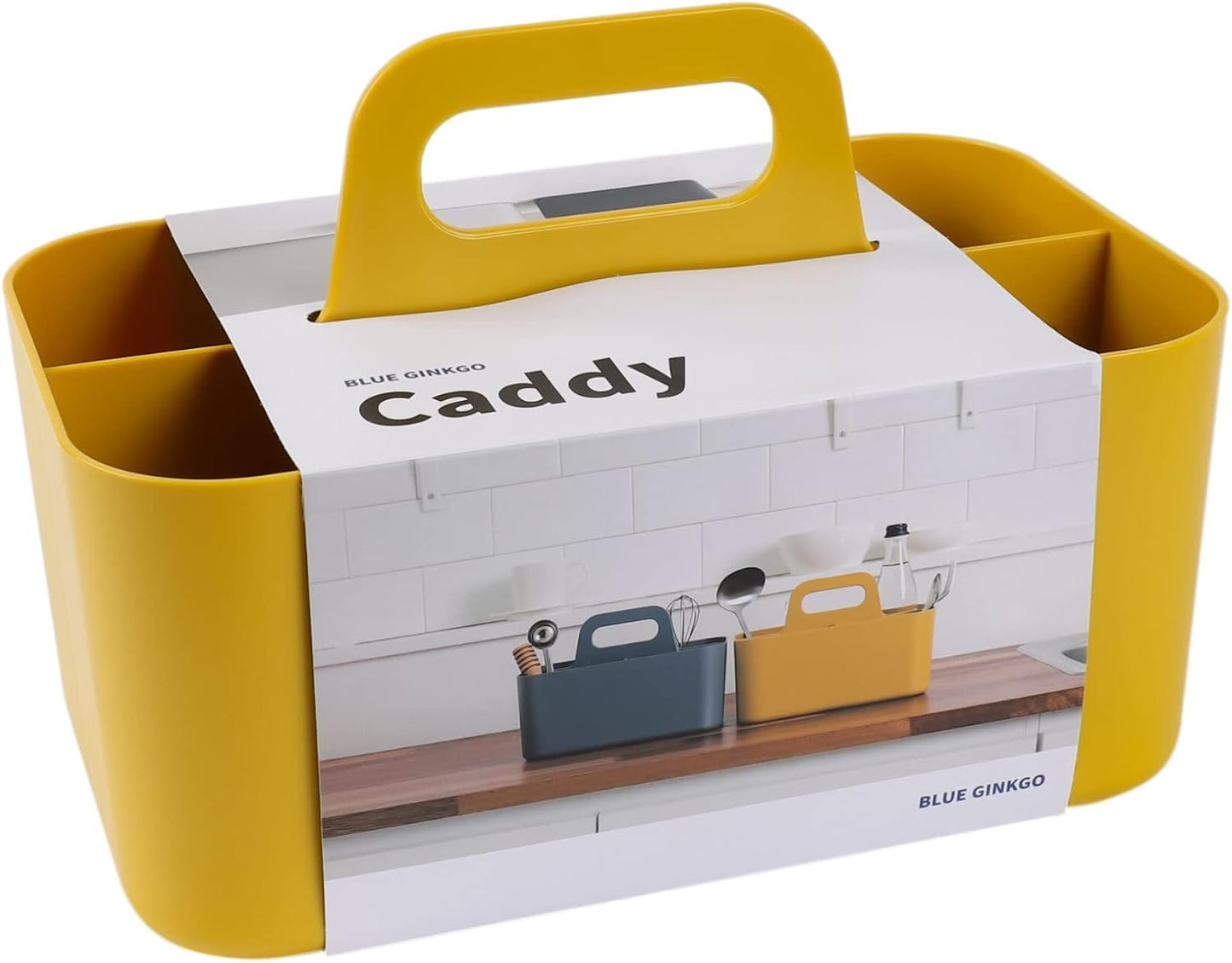 BLUE GINKGO Stackable Organizer Caddy, Rectangle, White, Made in Korea | Portable. Adjustable. Home, Office & School Storage.