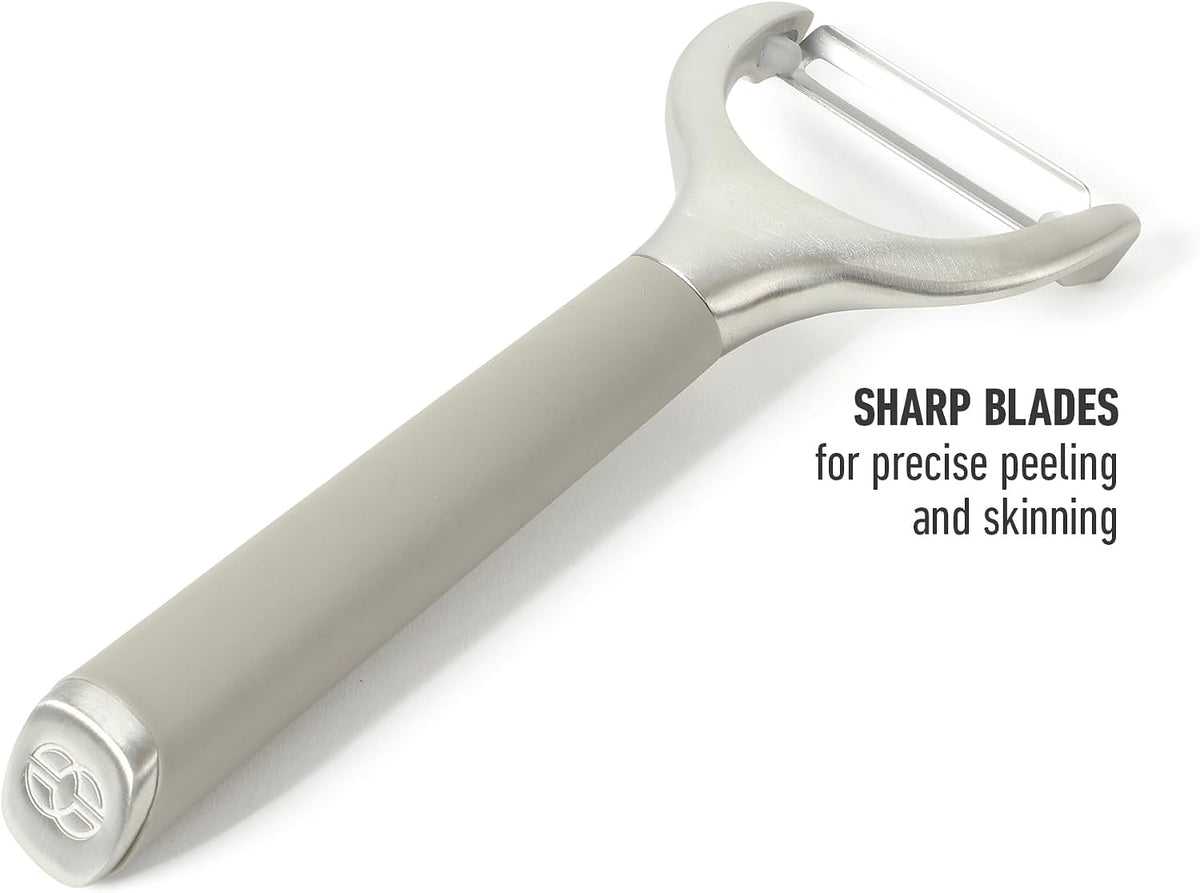 Calphalon Stainless Steel Vegetable Peeler with Swivel Blade, Ergonomic Non-Slip Grip Handle for Fruits & Vegetables, Kitchen Peeler for Smooth Peeling & Meal Prep