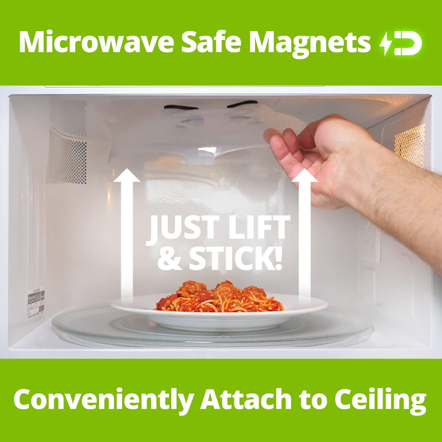 HOVER COVER Magnetic Microwave Splatter Cover for Food - 12" - 2 pack Black | BPA-Free Lid, Vented Plate Guard with Steam Vents, Anti-Splash Microwave Lid, Dishwasher Safe, Space-Saving Magnetic Storage