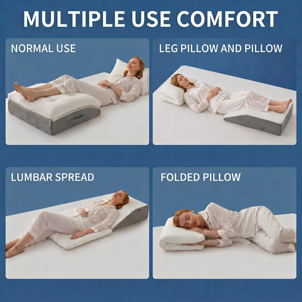 Leg Elevation Pillow,Memory Foam Sleeping Support Pillow, Dual Layer Bed Wedge Pillow for Legs, Knee Wedge Pillow, Removable Washable Cover