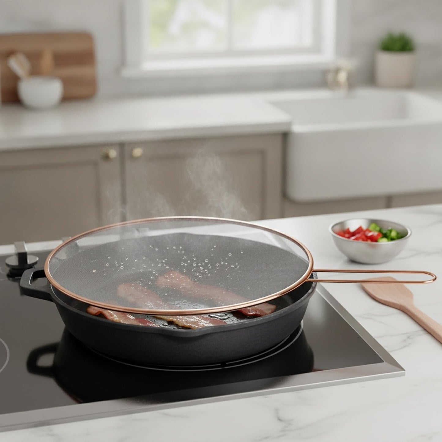 Stainless Steel Splatter Screen for Frying Pan, 13 Inch Mesh Oil Guard to Keep Stovetop Clean (1 Piece)