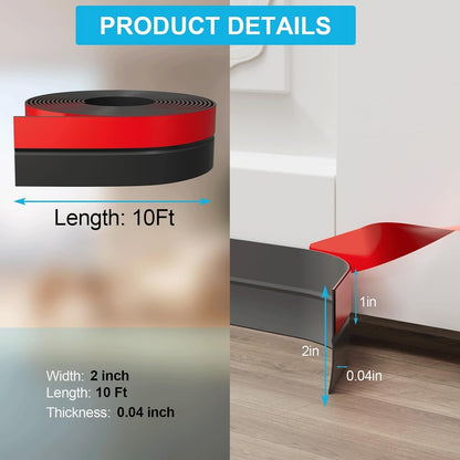 Door Weather Stripping, Silicone Door Seal Strip Sealing Tape, Door Draft Stopper Adhesive Seal Tape for Doors Windows &Shower Glass Door Gaps (Thickness Upgrade)