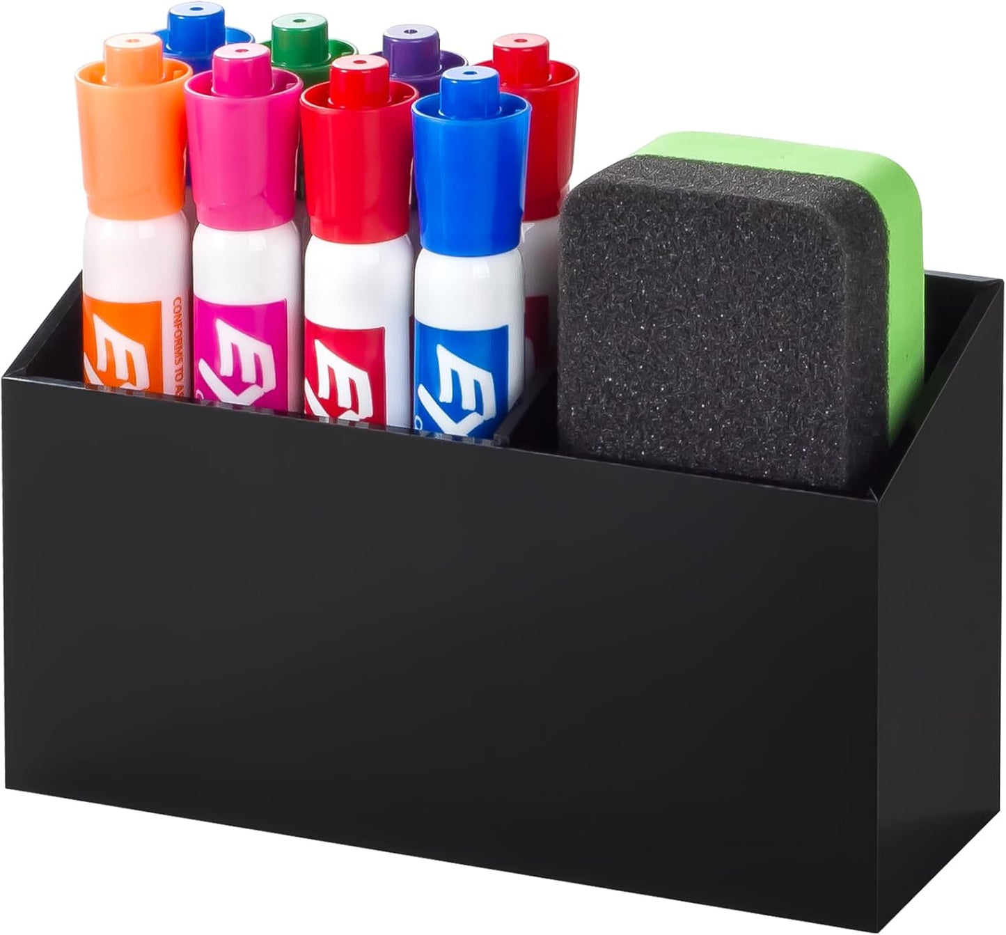 BEYGORM Magnetic Dry Erase Marker Holder for Whiteboard & Refrigerator | Non-slip Acrylic Pen Holder for Classroom, Fridge Magnet, Locker Organizer Accessories, Teacher & School Supplies(Black)