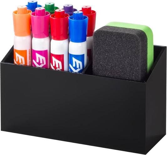 BEYGORM Magnetic Dry Erase Marker Holder for Whiteboard & Refrigerator | Non-slip Acrylic Pen Holder for Classroom, Fridge Magnet, Locker Organizer Accessories, Teacher & School Supplies(Black)