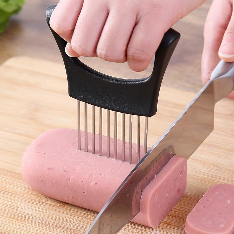 Onion Holder for Slicing, Lemon Slicer Cutter, Food Vegetable Chopper Assistant Tool for Meat, Potato and Tomato (Red, 1PCS)