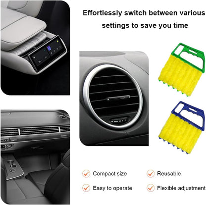 Sun Walker 2 PCS Blind Cleaner Duster Tool, 7-Finger Auto Dusting Cleaner Brush with Ergonomic Handle, Handheld Mini Duster Brush for Window Shutters Air Conditioner, Car Accessories (Orange+Yellow)