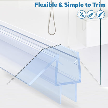 Shower Door Bottom Seal Strip, 2PCS Seal Strip, Ultra Clear PVC, 36" Length, Fits 6mm Thick Glass, Prevents Leaks, Easy Installation, No Adhesive Required (Ultra Clear, 36in for 1/4"(6mm) Door)