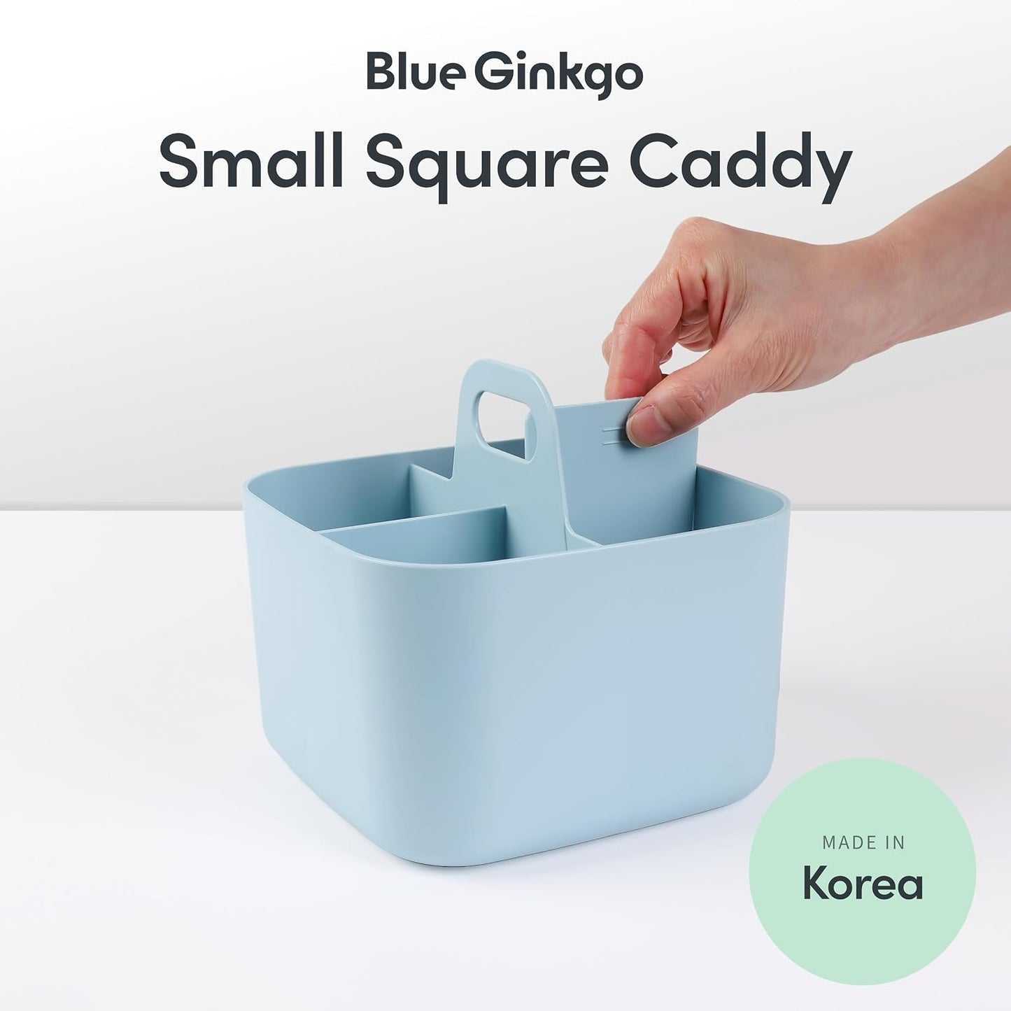 BLUE GINKGO Stackable Organizer Caddy, Rectangle, White, Made in Korea | Portable. Adjustable. Home, Office & School Storage.
